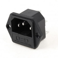 Conector Macho Chasis IEC C14 con Portafusible