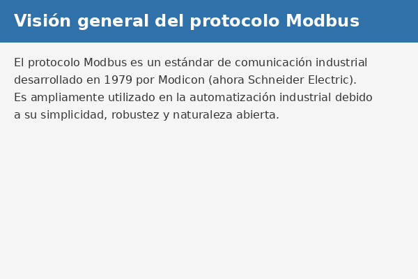 Visión general del protocolo Modbus